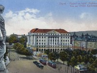 Tramvajsko okretište kod hotela Esplanade, Trg Ante Starčevića, oko 1928. godine